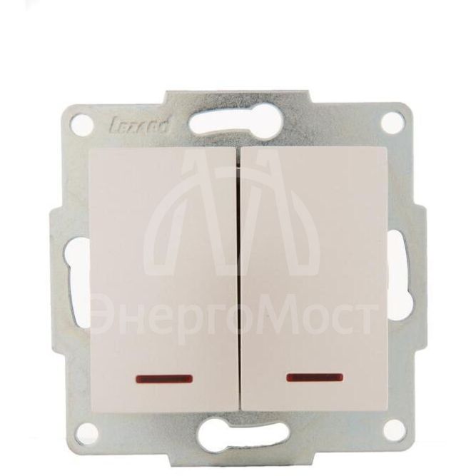 Механизм выключателя 2-кл. 1п СП Karina 10А IP20 с подсветкой жемчуж./бел. перламутр LEZARD 707-3088-112