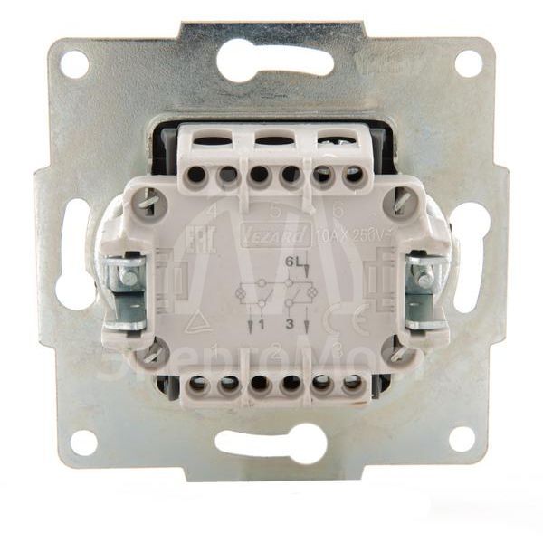 Механизм выключателя 2-кл. 1п СП Karina 10А IP20 с подсветкой жемчуж./бел. перламутр LEZARD 707-3088-112