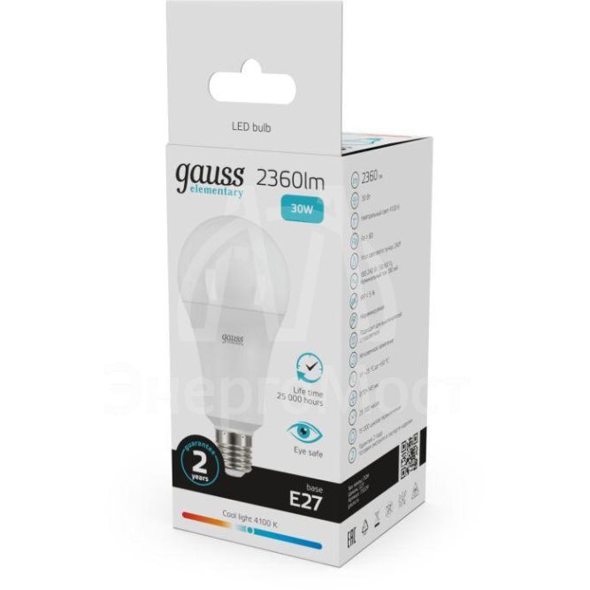 Лампа светодиодная Elementary A67 30Вт E27 4100К Gauss 73229
