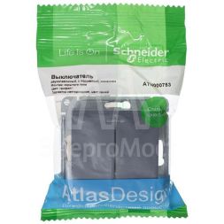 Механизм выключателя 2-кл. СП AtlasDesign 10А IP20 (сх. 5а) 10AX с подсветкой грифель SchE ATN000753
