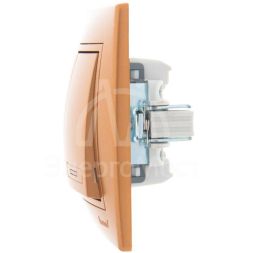 Выключатель 2-кл. СП Мира 10А IP20 с подсветкой со вставкой зол. метал. LEZARD 701-1313-112