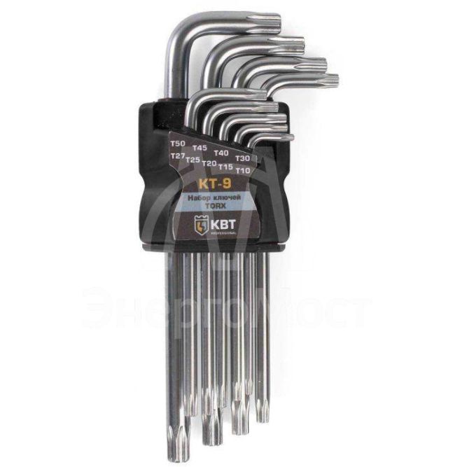 Набор ключей TORX КТ-9 (Т10-Т50) КВТ 79202