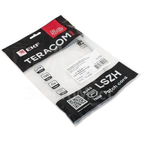 Патч-корд кат.5E UTP неэкранир. LSZH сер. 0.2м TERACOM PRO EKF TRP-5EUTP-LSH-02M-GY