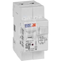 Выключатель автоматический дифференциального тока 2п с защитой от сверхтоков OptiDin D63-22C20-AC-У3 C20 30мА 4.5кА КЭАЗ 328099