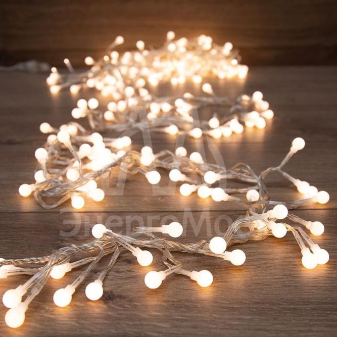 Гирлянда &amp;quot;Мишура LED&amp;quot; 3м 288LED тепл. бел. прозр. провод 18Вт 220В IP20 NEON-NIGHT 303-606