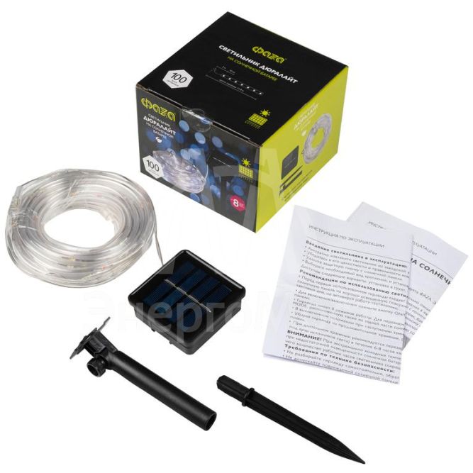 Светильник светодиодный садовый SLR-G06-100W 100LED дюралайт (заменяемый Ni-MH 500мА.ч аккумулятор) бел. ФАZА 5060098