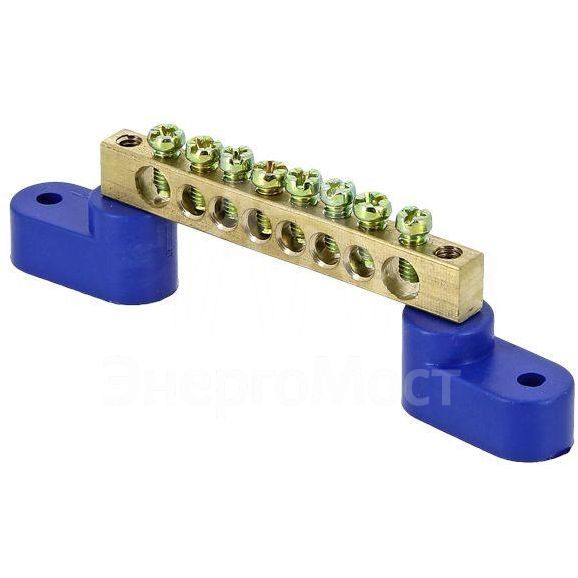 Шина нулевая N 8х12 8 отвер. латунь 2 син. угловых изолятора PROxima EKF sn0-125-08-2