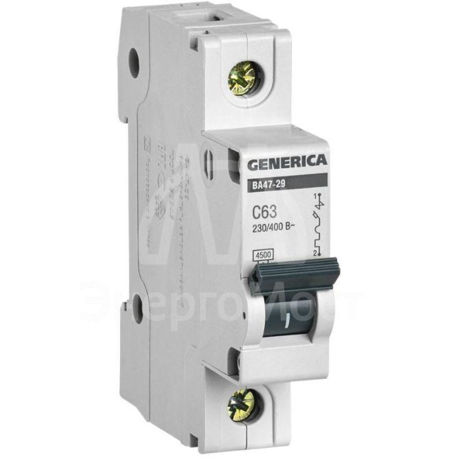 Выключатель автоматический модульный 1п C 63А 4.5кА ВА47-29 GENERICA IEK MVA25-1-063-C