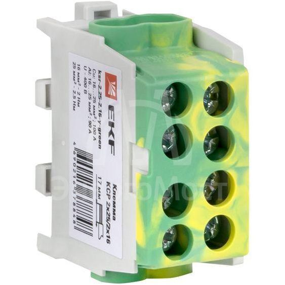 Клемма распределительная КСР с двойным винтом 2х25/2х16 желт./зел. PROxima EKF ksr-2.25-2.16-y-green