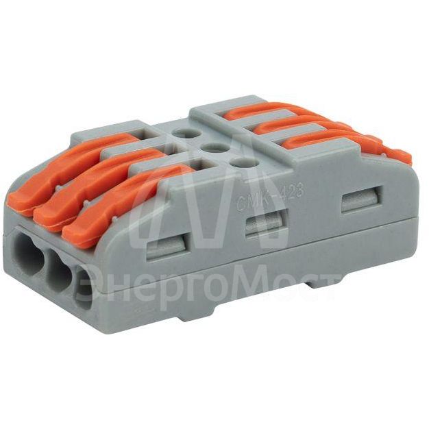 Клемма строительно-монтажная СМК проходная 222-423 3п 0.08-4кв.мм сер. (уп.5шт) Rexant 07-6263-3-05