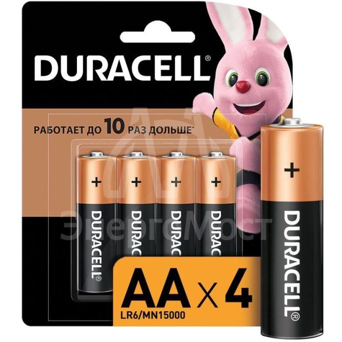 Элемент питания алкалиновый LR MN 1500/LR6 Basic BP-4 (блист.4шт) Duracell Б0014045/Б0026815