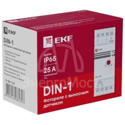 Фотореле с выносным датчиком DIN-1 (ФР) 2-100Лк 25А (3000Вт) EKF fr-din-1-25
