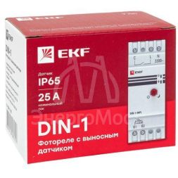 Фотореле с выносным датчиком DIN-1 (ФР) 2-100Лк 25А (3000Вт) EKF fr-din-1-25