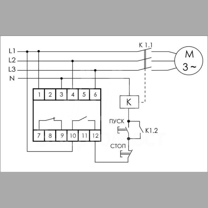 Реле контроля и наличия фаз CZF-312 (монтаж на DIN-рейке 35мм; регулировка порога; без задержки отключения; 3х400/230+N 2х8А 1Z 1R IP20) F&amp;amp;F EA04.001.007