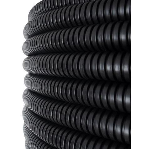 Труба гофрированная ПВХ d32мм с протяжкой черн. (уп.50м) Plast EKF tg-z-32-50-black