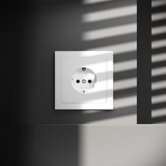 Розетка 1-м СП S70 16А с заземл. защ. шторки механизм бел. матов. Voltum VLS040202