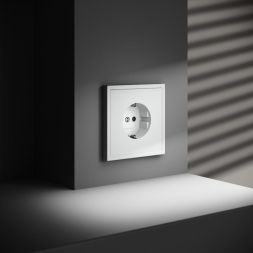 Розетка 1-м СП S70 16А с заземл. защ. шторки механизм бел. матов. Voltum VLS040202