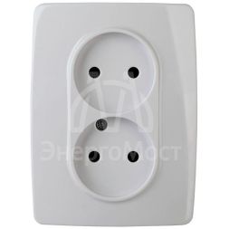 Розетка 2-м СП Эра12 12-2107-01 16А IP20 16AX 250В 2х2P бел. Эра Б0031238