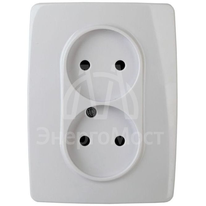 Розетка 2-м СП Эра12 12-2107-01 16А IP20 16AX 250В 2х2P бел. Эра Б0031238