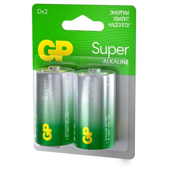 Элемент питания алкалиновый D/LR20 1.5В Super Alkaline G-Tech 13AA21-2CRSBC2 20/160 (блист.2шт) GP 1225