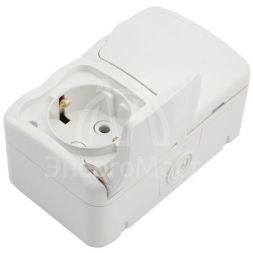 Блок ОП 2 розетки горизонт. Mini OG с заземл. IP54 бел. Kranz KR-78-0606