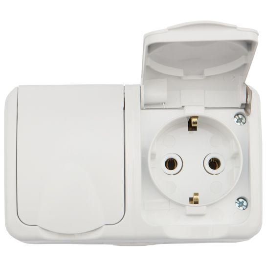 Блок ОП 2 розетки горизонт. Mini OG с заземл. IP54 бел. Kranz KR-78-0606