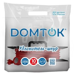 Удлинитель-шнур на рамке 1х10м без заземл. 16А IP20 3.5кВт ПВС 2х1.5 DOMTOK 2402