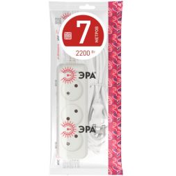 Удлинитель 3х7м без заземл. 10А IP20 U-3-7m-2х1 ПВС 2х1 Эра Б0028357