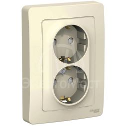 Розетка 2-м СП Blanca 16А IP20 250В с заземл. защ. шторки молоч. SE BLNRS001122