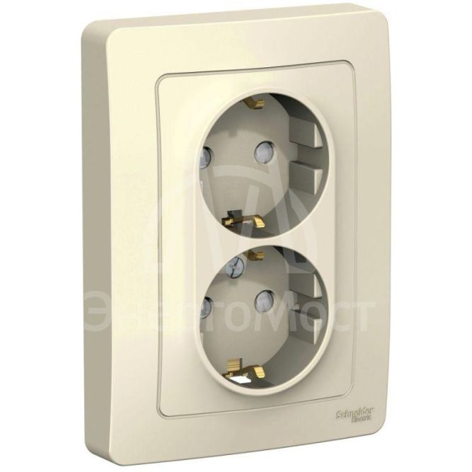 Розетка 2-м СП Blanca 16А IP20 250В с заземл. защ. шторки молоч. SE BLNRS001122