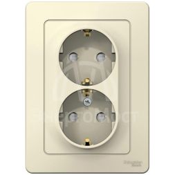 Розетка 2-м СП Blanca 16А IP20 250В с заземл. защ. шторки молоч. SE BLNRS001122