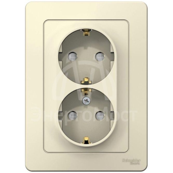 Розетка 2-м СП Blanca 16А IP20 250В с заземл. защ. шторки молоч. SE BLNRS001122