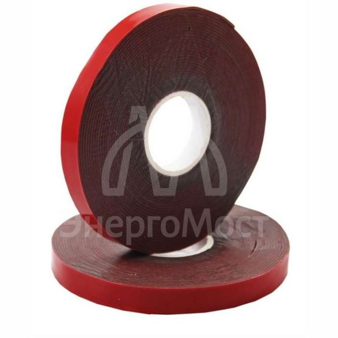 Скотч двустор. 9ммх5м красн. на серой основе REXANT 09-6009