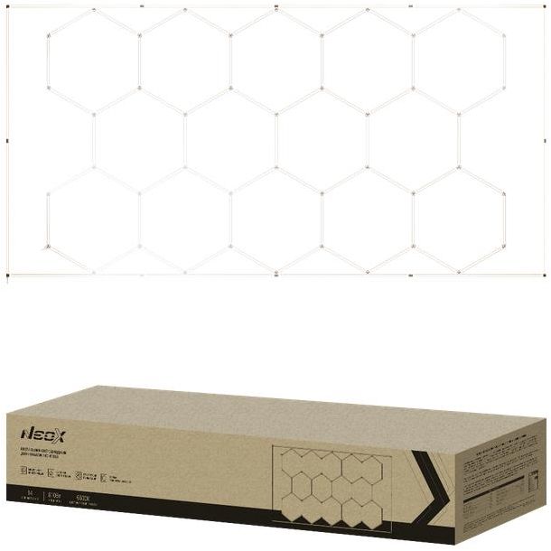 Светильник светодиодный ДБО-HEXAGON 14С-81065 810Вт 6500К 4835х2430мм 14сот с рамкой 0.5м шнур с вилкой NEOX 4690612066660