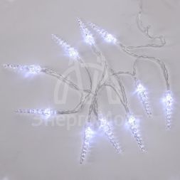 Гирлянда светодиодная &amp;quot;Сосульки&amp;quot; 1.5м 10LED бел. провод прозр. 2хAA (батарейки не в комплекте) Neon-Night 303-094