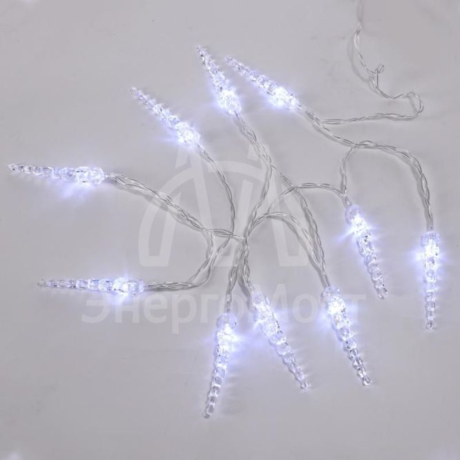 Гирлянда светодиодная &amp;quot;Сосульки&amp;quot; 1.5м 10LED бел. провод прозр. 2хAA (батарейки не в комплекте) Neon-Night 303-094