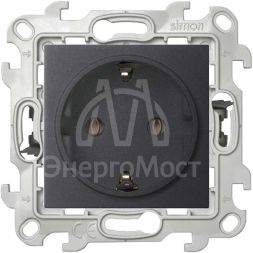 Механизм розетки 2К+З без защ. шторок Push&amp;amp;Go Simon24 графит 2420434-038