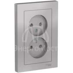Розетка 2-м AtlasDesign 16А без заземл. в сборе алюм. SchE ATN000320