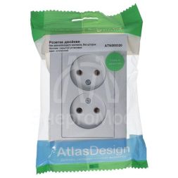 Розетка 2-м AtlasDesign 16А без заземл. в сборе алюм. SchE ATN000320