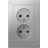Розетка 2-м AtlasDesign 16А без заземл. в сборе алюм. SchE ATN000320
