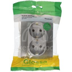 Розетка 2-м Glossa с заземл. в сборе платина SchE GSL001224