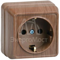 Розетка 1-м ОП Октава 16А РС20-3-ОД с заземл. дуб IEK ERO11-K04-16-DC