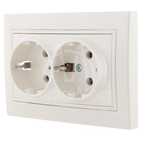 Розетка 2-м СП Мира керам. с заземл. жемчуж. бел. перламутр LEZARD 701-3030-127