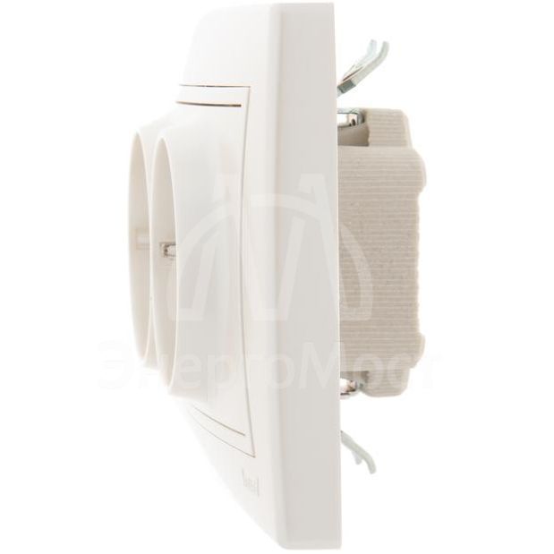 Розетка 2-м СП Мира керам. с заземл. жемчуж. бел. перламутр LEZARD 701-3030-127