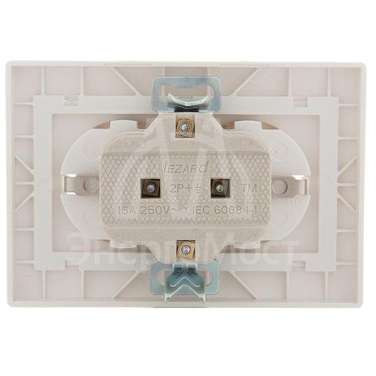 Розетка 2-м СП Мира керам. с заземл. жемчуж. бел. перламутр LEZARD 701-3030-127