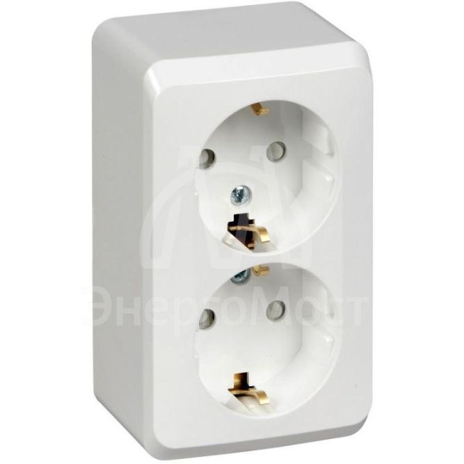 Розетка 2-м ОП Этюд 16А защ. шторки с заземл. бел. SchE PA16-008B