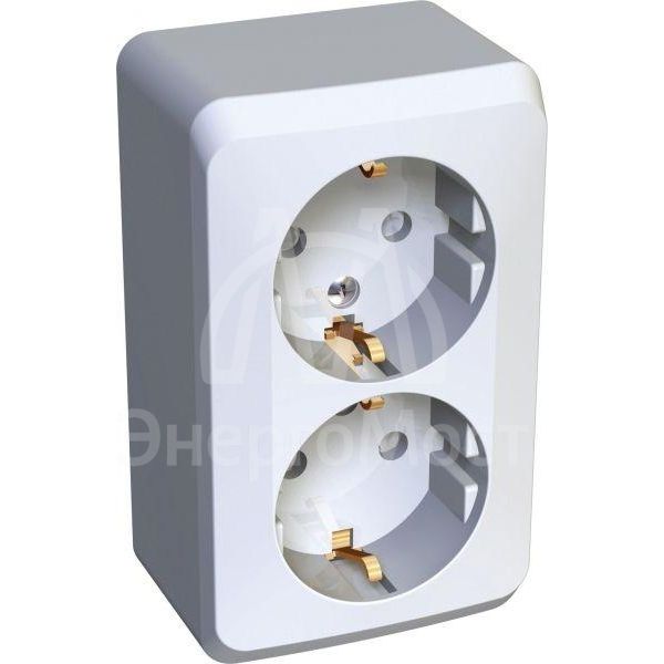 Розетка 2-м ОП Этюд 16А защ. шторки с заземл. бел. SchE PA16-008B