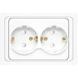 Розетка 2-м СП Валери 16А защ. шторки с заземл. бел. UNIVersal В0128x