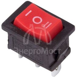 Выключатель клавишный 250В 6А (3с) ON-OFF-ON красн. с нейтралью Mini (RWB-205; SC-768) REXANT 36-2144