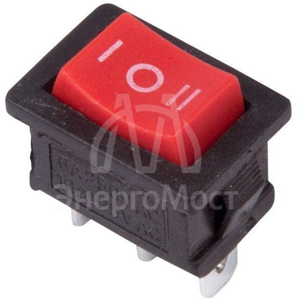 Выключатель клавишный 250В 6А (3с) ON-OFF-ON красн. с нейтралью Mini (RWB-205; SC-768) REXANT 36-2144
